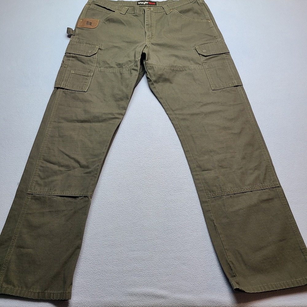 Wrangler Cargo Pants Mens 38x34 Olive Green Excellent Riggs Ripstop Workwear